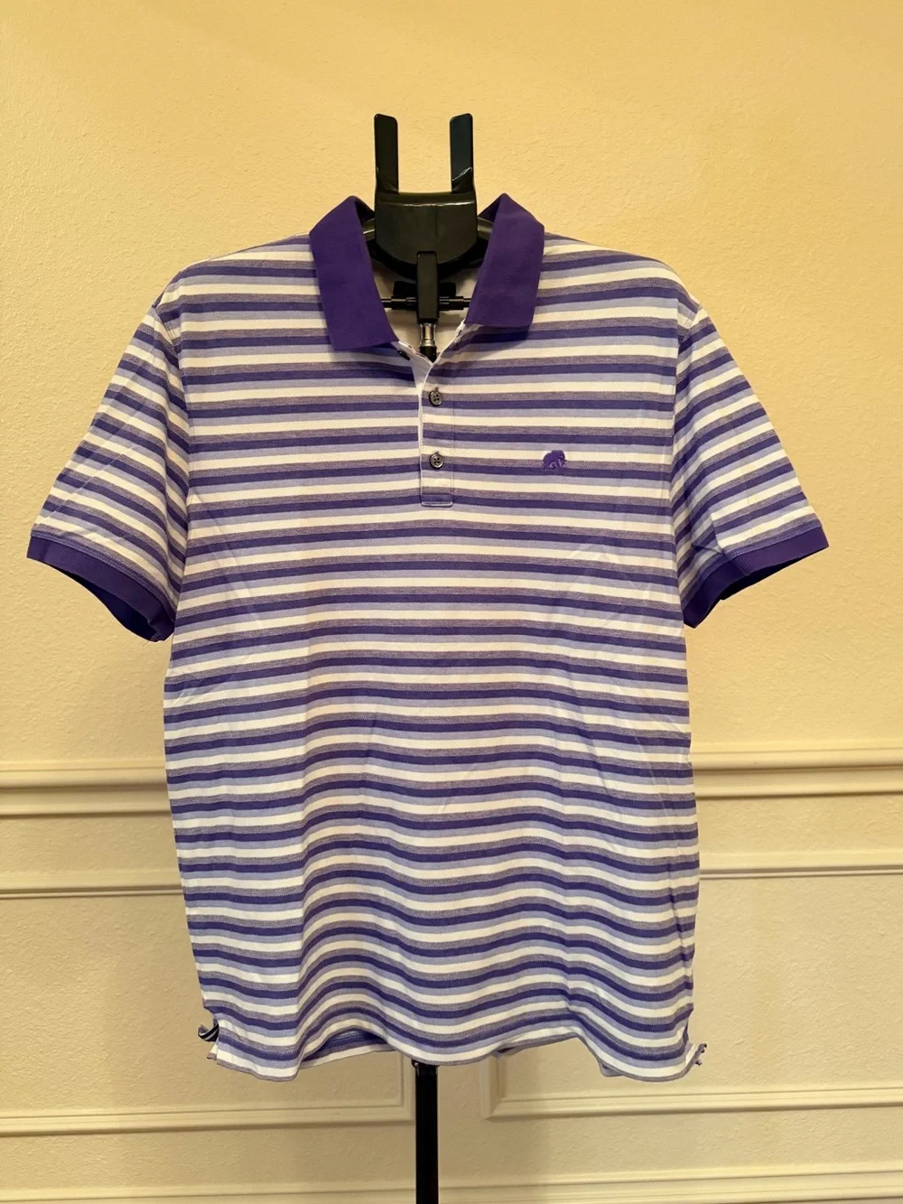 Banana Republic Purple and White Striped Polo